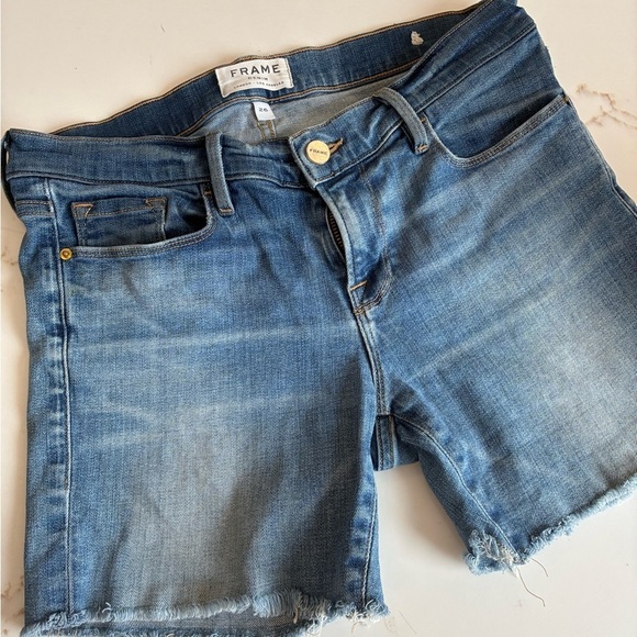 Frame Denim Pants - Frame Denim Blue Jeans with Distressed Finishes